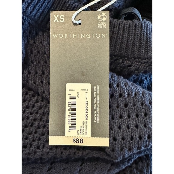 Worthington Women's Sleeveless Midi Sweater Dress Size XS Navy Blue NWT‎ - Picture 10 of 16